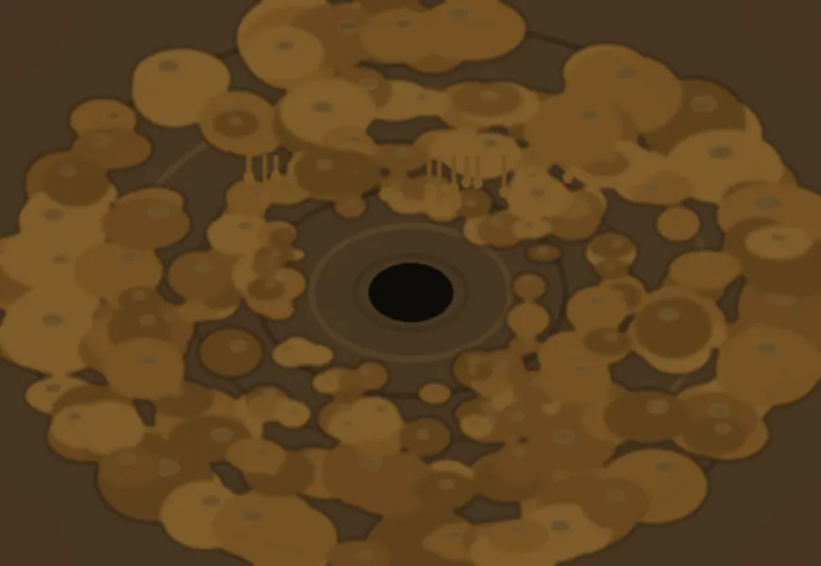 Illustration of a kitchen line coated in grease, the bore narrowed to a small hole