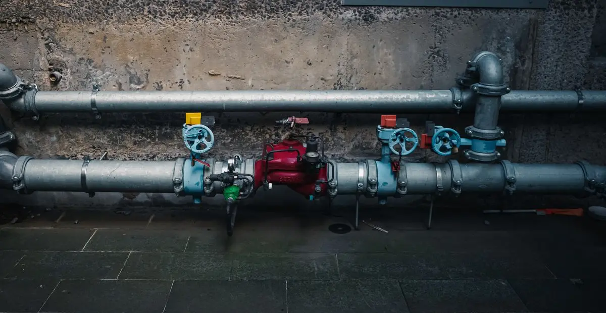 Pipes and valves on a wall