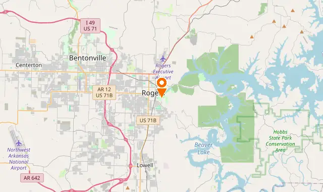 Street map of Rogers, AR