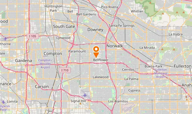 Street map of Bellflower, CA