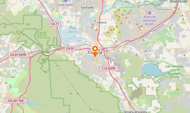 Street map of Corona, CA