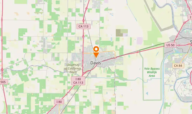 Street map of Davis, CA