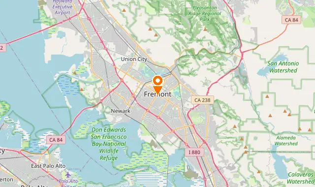 Street map of Fremont, CA