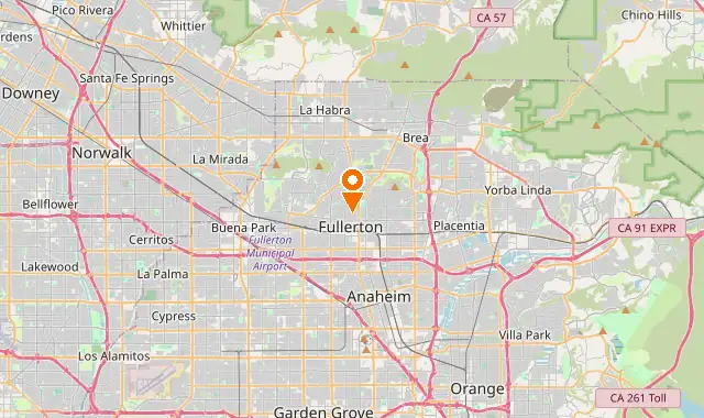 Street map of Fullerton, CA