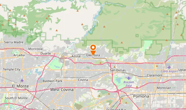 Street map of Glendora, CA