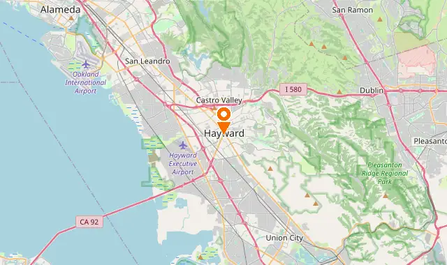 Street map of Hayward, CA