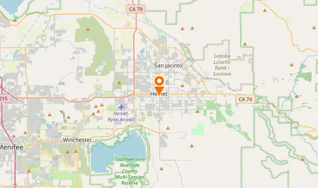 Street map of Hemet, CA