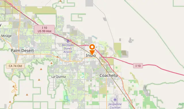 Street map of Indio, CA
