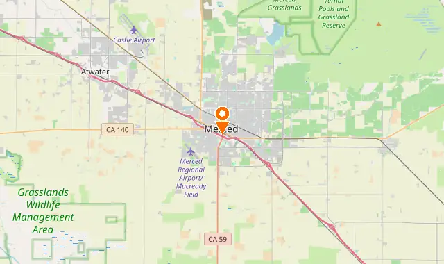 Street map of Merced, CA