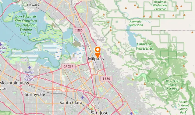 Street map of Milpitas, CA
