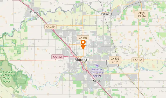 Street map of Modesto, CA