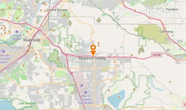 Street map of Moreno Valley, CA