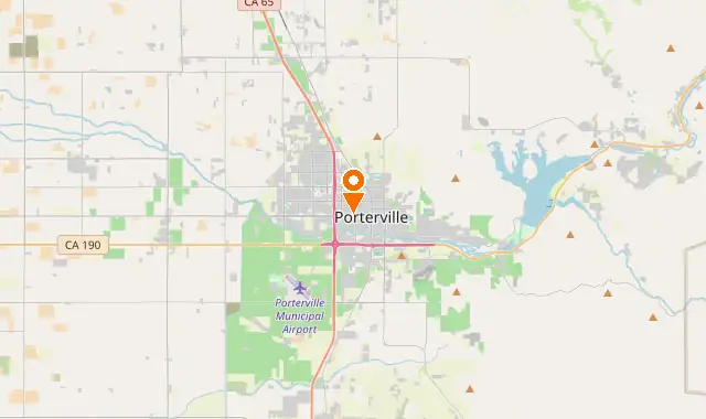 Street map of Porterville, CA