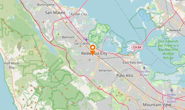 Street map of Redwood City, CA