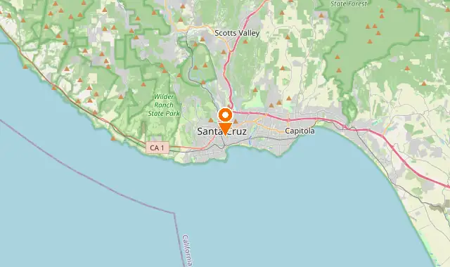 Street map of Santa Cruz, CA