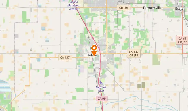 Street map of Tulare, CA