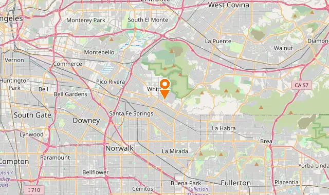 Street map of Whittier, CA