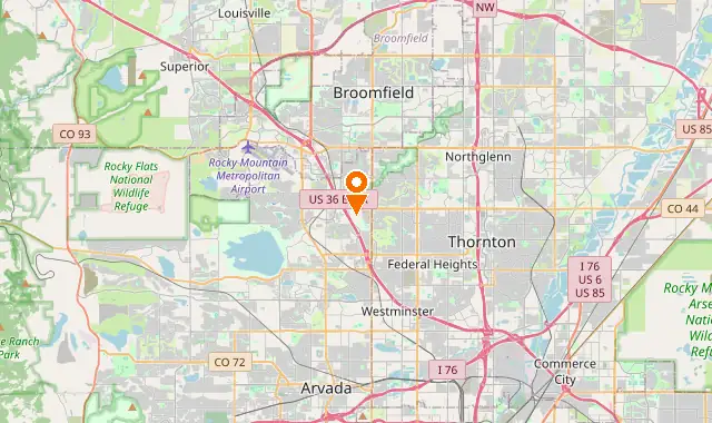 Street map of Westminster, CO