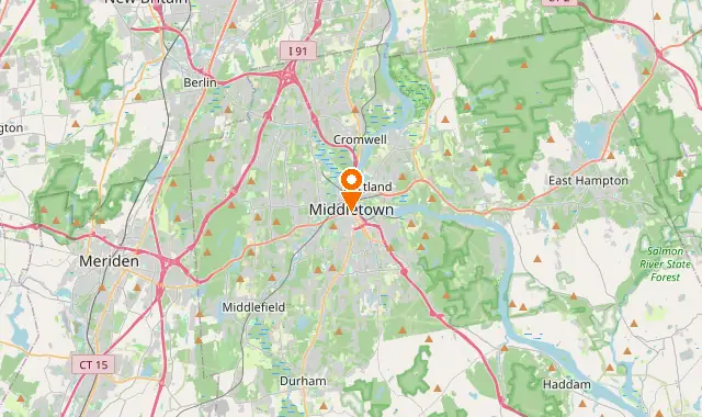 Street map of Middletown, CT