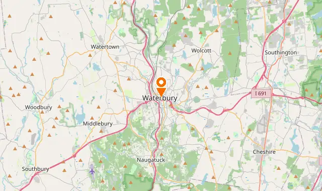 Street map of Waterbury, CT