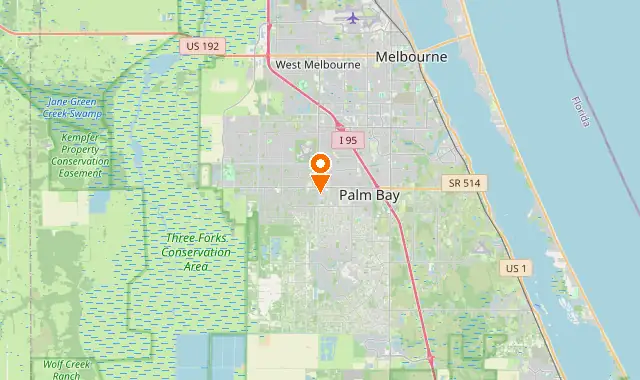 Street map of Palm Bay, FL