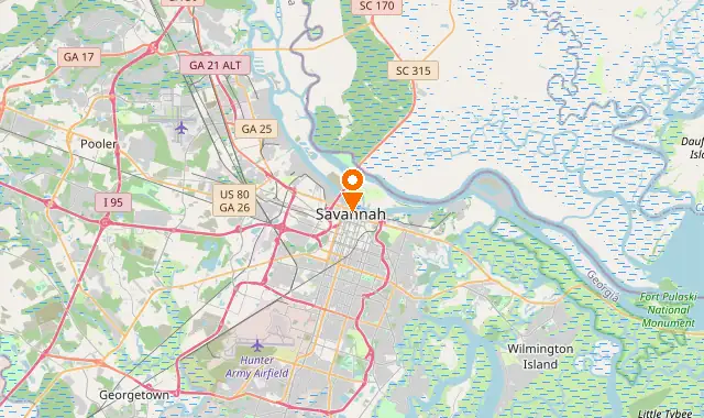 Street map of Savannah, GA
