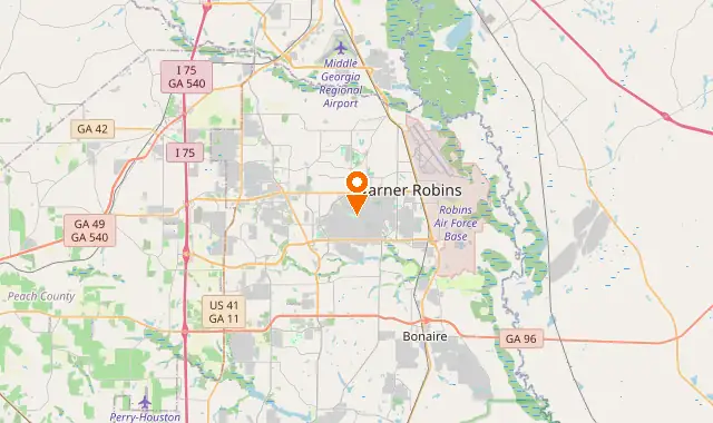 Street map of Warner Robins, GA