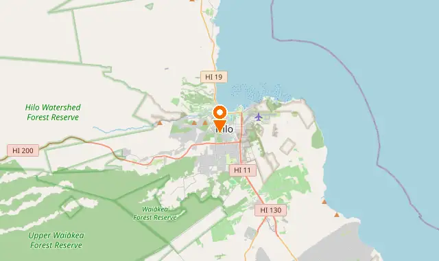 Street map of Hilo, HI