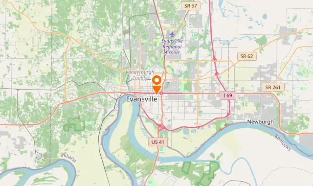 Street map of Evansville, IN