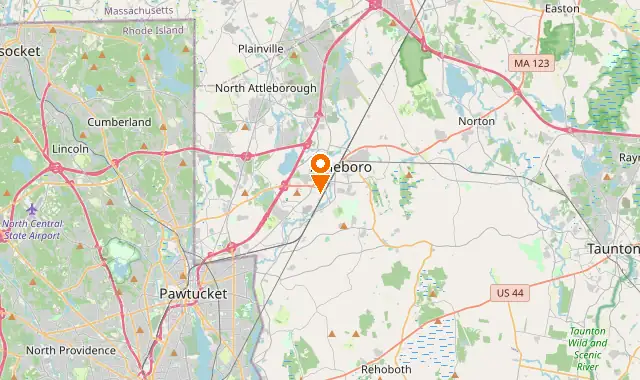 Street map of Attleboro, MA