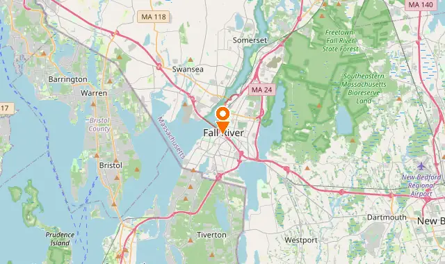Street map of Fall River, MA