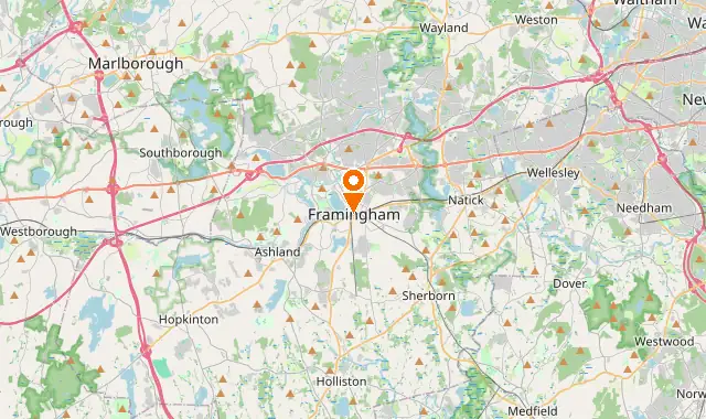 Street map of Framingham, MA