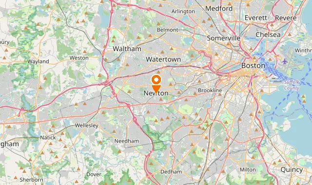 Street map of Newton Center, MA