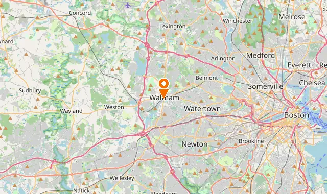Street map of Waltham, MA