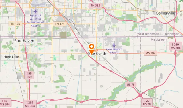 Street map of Olive Branch, MS