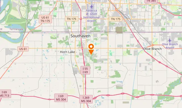Street map of Southaven, MS
