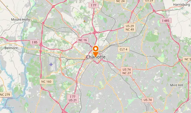 Street map of Charlotte, NC