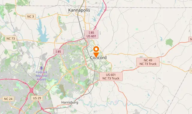 Street map of Concord, NC