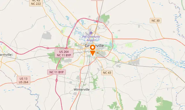 Street map of Greenville, NC