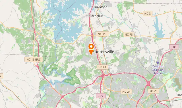 Street map of Huntersville, NC