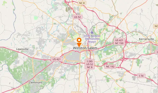 Street map of Winston Salem, NC
