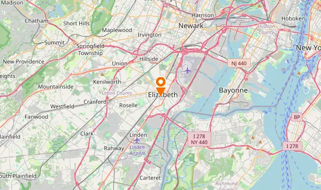 Street map of Elizabeth, NJ