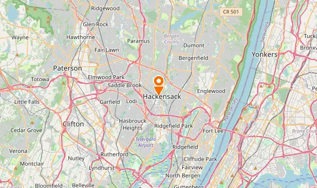 Street map of Hackensack, NJ