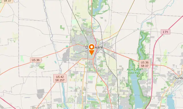 Street map of Delaware, OH