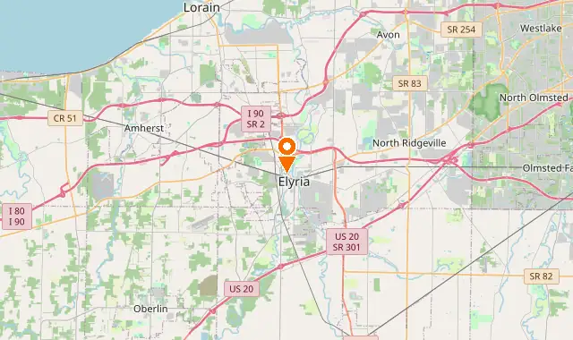 Street map of Elyria, OH