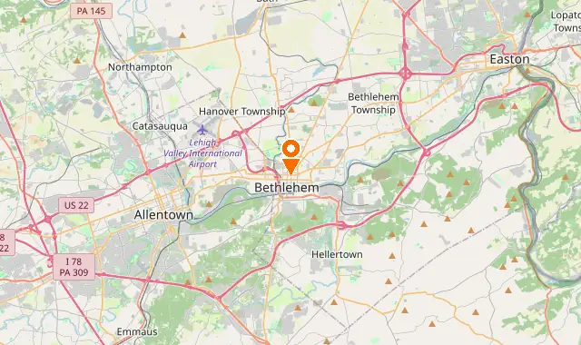 Street map of Bethlehem, PA