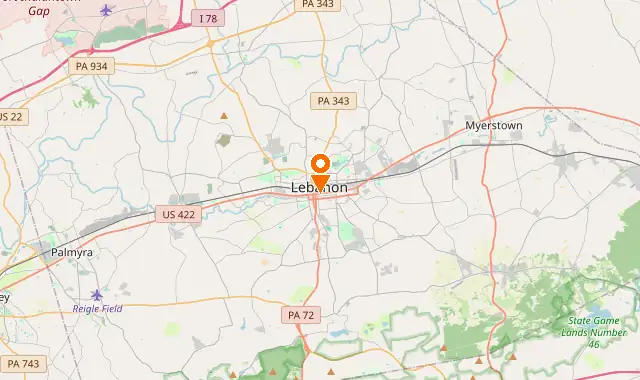Street map of Lebanon, PA