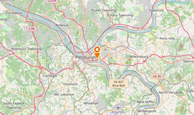 Street map of Pittsburgh, PA