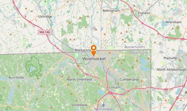 Street map of Woonsocket, RI