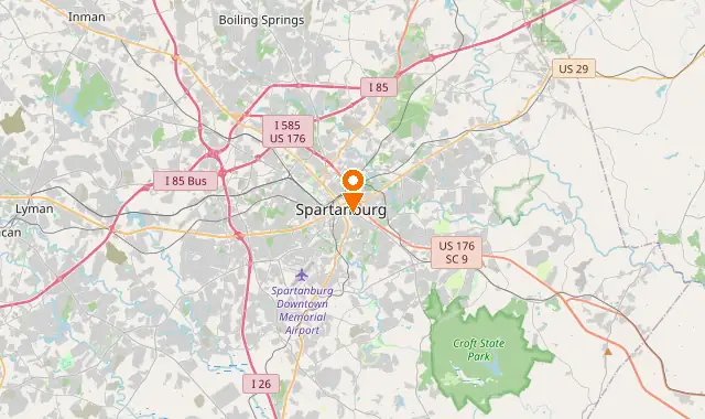 Street map of Spartanburg, SC